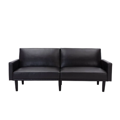 Faux Leather Futon Sofa With Arms Black - Room Essentials⢠- Image 3