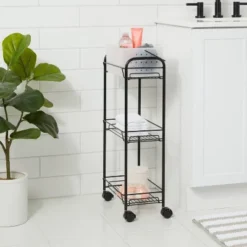 Bathroom Storage Cart Black - Room Essentialsā¢
