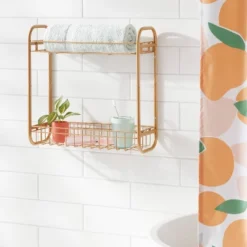 On The Wall 2 Tier Shelving Rack Metallic Gold - Room Essentialsā¢