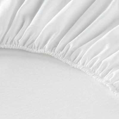 Queen Garment Washed Microfiber Solid Sheet Set White - Room Essentials⢠- Image 3