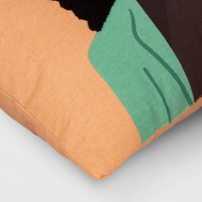 Square Woman With Pink Sunglasses Embroidered Cotton Square Throw Pillow Orange - Room Essentials⢠- Image 3