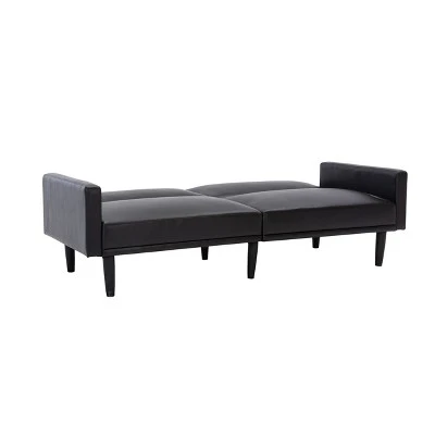 Faux Leather Futon Sofa With Arms Black - Room Essentials⢠- Image 5