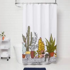 Plants Print Shower Curtain Green - Room Essentialsā¢