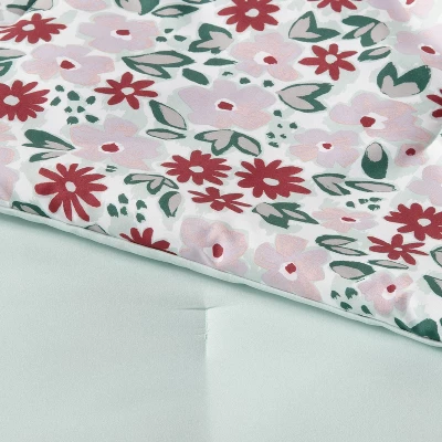 Microfiber Reversible Floral Print Comforter Light Purple/Mint Green - Room Essentials™ - Image 4