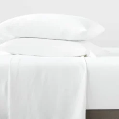 King Garment Washed Microfiber Solid Sheet Set White - Room Essentialsā¢