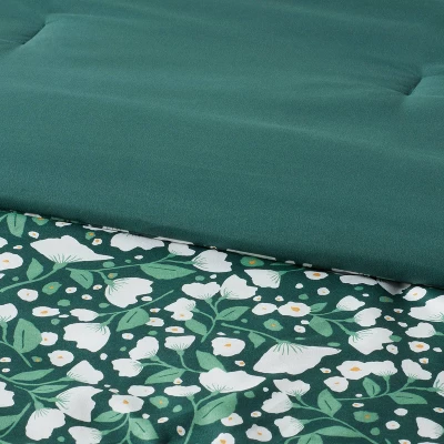 Floral Printed Microfiber Reversible Comforter & Sheets Set Dark Green - Room Essentials⢠- Image 3