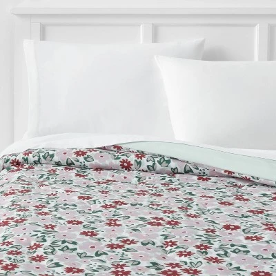 Microfiber Reversible Floral Print Comforter Light Purple/Mint Green - Room Essentials™ - Image 6