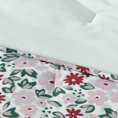 Microfiber Reversible Floral Print Comforter Light Purple/Mint Green - Room Essentials™ - Image 5