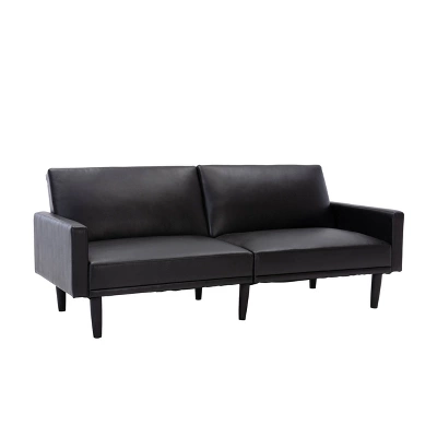 Faux Leather Futon Sofa With Arms Black - Room Essentials⢠- Image 7
