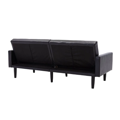 Faux Leather Futon Sofa With Arms Black - Room Essentials⢠- Image 6